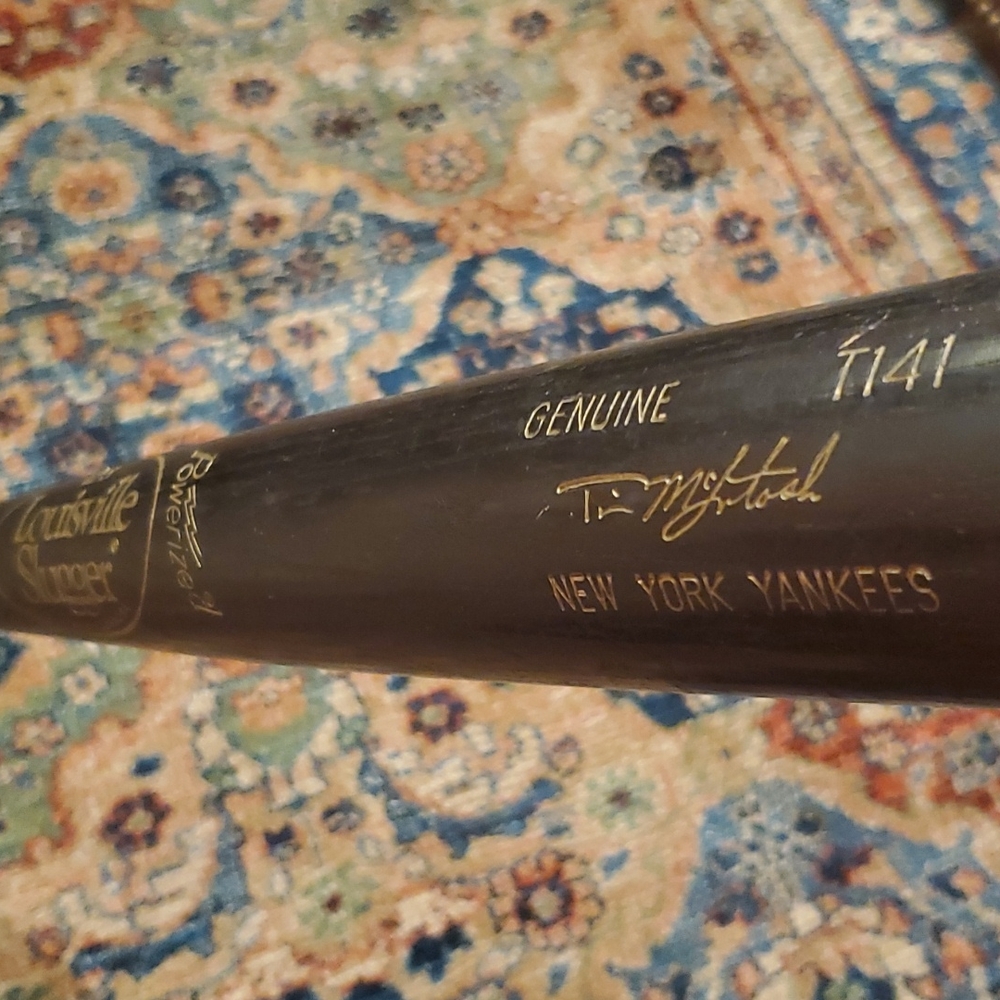 1996 NY Yankees Tim McIntosh game used bat Louisville Slugger Milwaukee Brewers
